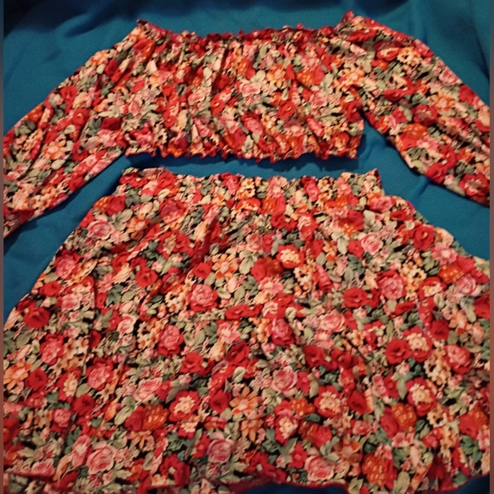 Floral Red Skirt